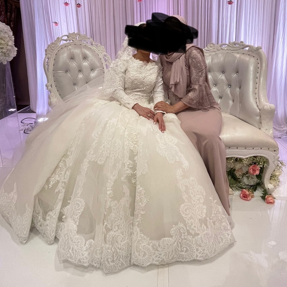 Wedding dress and veil